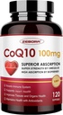 ZEBORA CoQ10- 100mg- Softgel med PQQ, BioPerine & Omega-3, High Absorption Coenzym Q10 Supplement, Powerful- Antioxidant, Support Heart & Energi- Production 120 Serveringer, Non- GMO