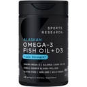 Sports Research ® Alaska Omega-3 Fish Oil 1040mg + D3-vitamin 2500iu - Understøtter hjerne & hjerte sundhed - MSC Certificeret bæredygtig · Wild-fanget · Non- GMO · triglycerid Form - 120 Grev Softgels