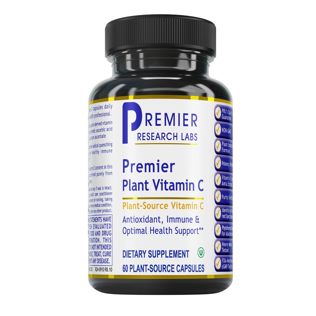 Premier Research Labs C-vitamin supplement - Natural Vitamin C, Hel Food C-vitamin, Essential C Complex, Pure med Bioflavonoider & økologiske ingredienser - 60 Vegetariske kapsler