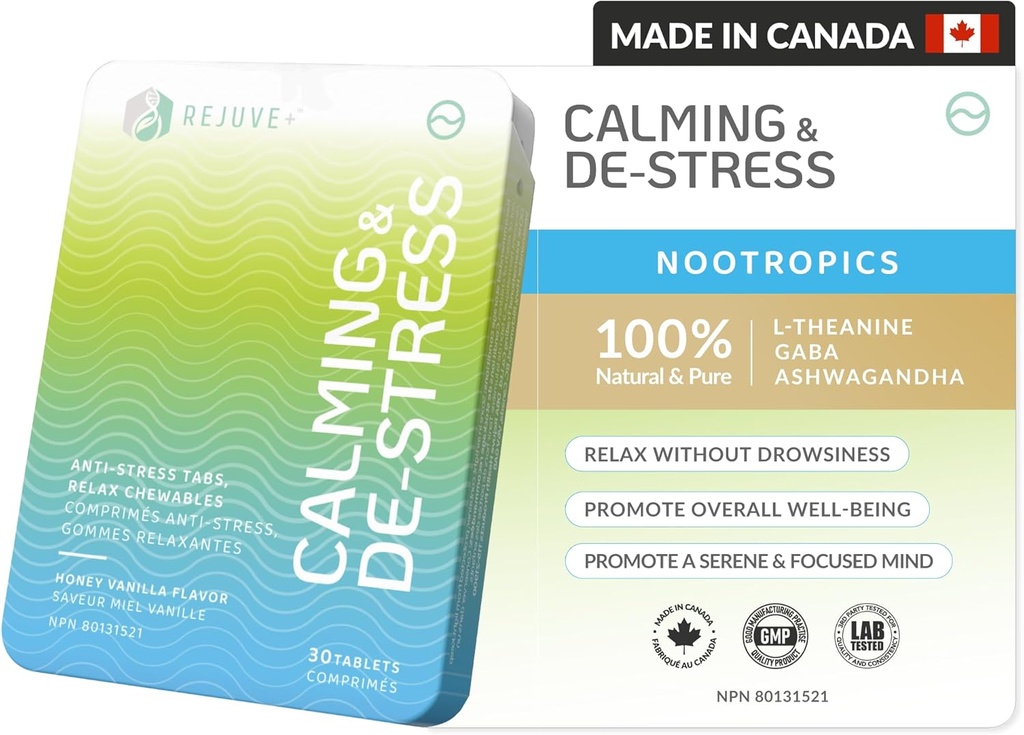 Rolige & Destross Nootrop Supplement - Brain Boost - 124; L- Theanine, GABA, Ashwagandha, D-vitamin - 124; Natural Stress Relief & Relaxation - 124; Sleep Enhancer - 124; Mood Enhancer - 124; Honey Vanilla Flavor (1)