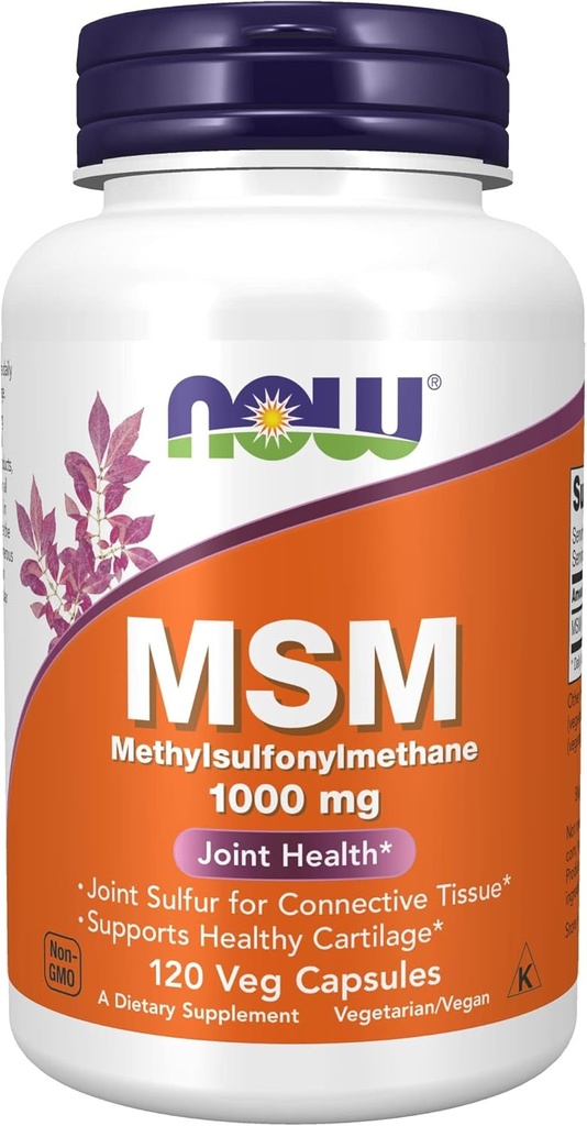 Now Foods Supplements, MSM (Methylsulfonylmethan) 1000 mg, Joint Health *, 120 Veg kapsler