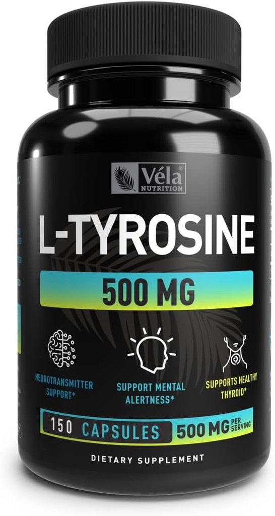 L- Tyrosin Kapsler er 124; 500mg pr Servering er 124; Neurotransmitter Support, Mental Alerness Support er 124; Non- GMO, GMP Certified, 3. part Testet er 124; 150 Tæl