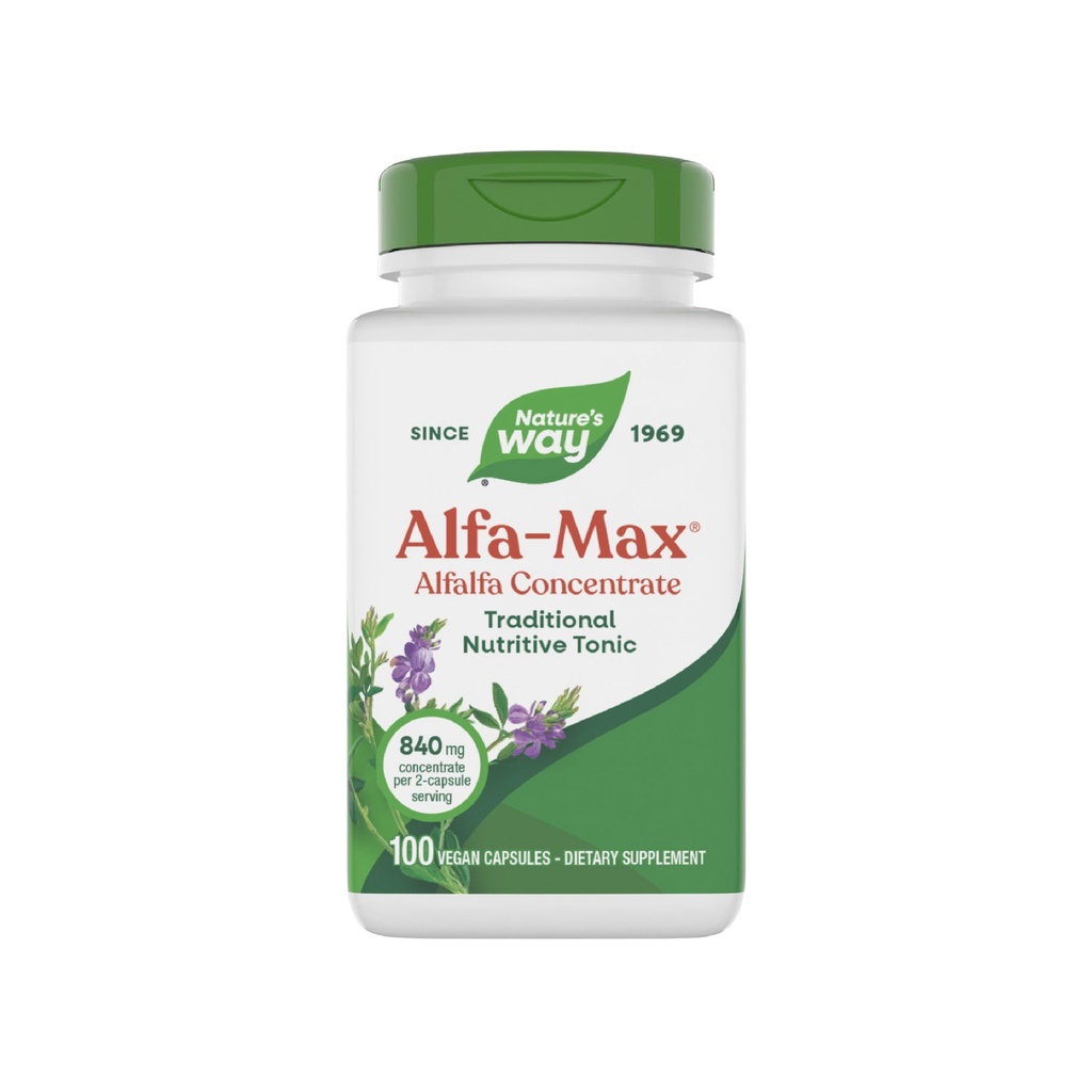 Nature 's Way Alfa- Max - Alfalfa supplement - Alfalfa Leaf, Stem & Flower - Gluten Free & Vegan - 100 kapsler