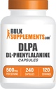 Bulkaddiments.com DL- Phenylalanin Kapsler - DLPA Kapsler, DL- Phenylalanin 500mg - DLPA Kosttilskud, Gluten Free - 2 Kapsler per servering, 240 Kapsler (pakning med 1)