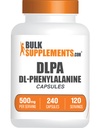 Bulkaddiments.com DL- Phenylalanin Kapsler - DLPA Kapsler, DL- Phenylalanin 500mg - DLPA Kosttilskud, Gluten Free - 2 Kapsler per servering, 240 Kapsler (pakning med 1)
