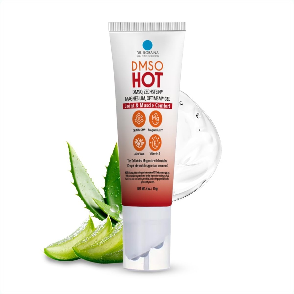 Dr. Robaina DMSO HOT Roll- On - 99.9% Pure Pharmaceutical Grade Note 124; Multi- Ball Applicator for targeted Heat Note 124; Zechstein Magnesium, MSM, Arnica, Aloe Vera, Vitamin E - 4 oz