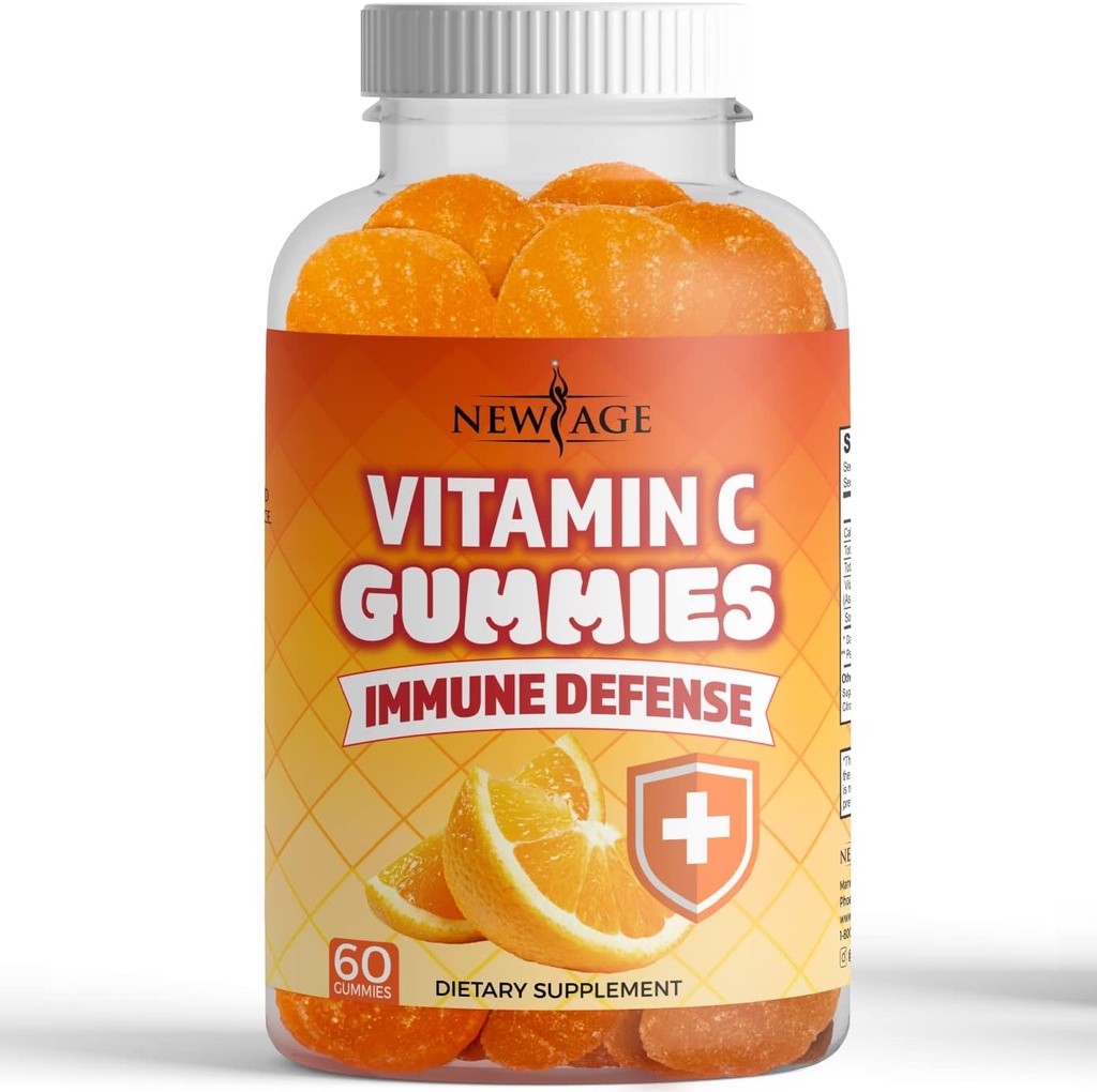 NEW AGE C-vitamin Gummies Orange C-vitamin Gummy - Understøtter sundt immunsystem - Vegetarisk uden gluten (60 Gummies)