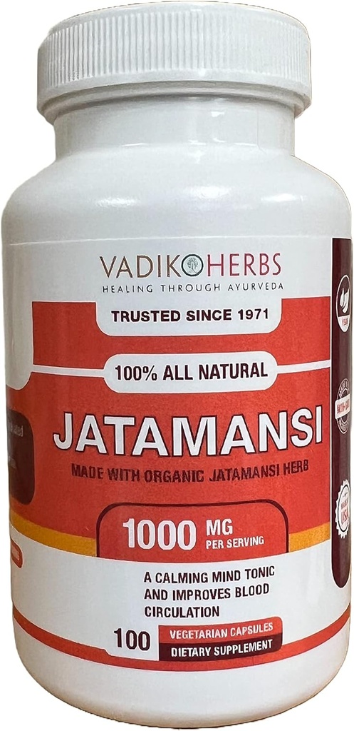Vadik urter Certified Organic Jatamansi Spikenard Root (Nardostachys jatamansi) Powder szág 124; (100 Vegicaps)