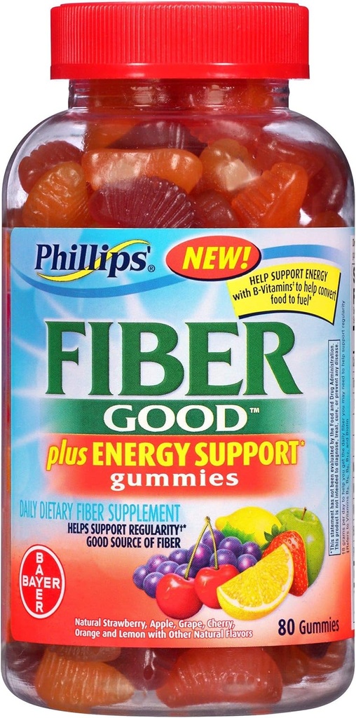 Phillips 'Fiber Good Gummies Plus Energy Support Fiber Supplement (80- Count Flaske)