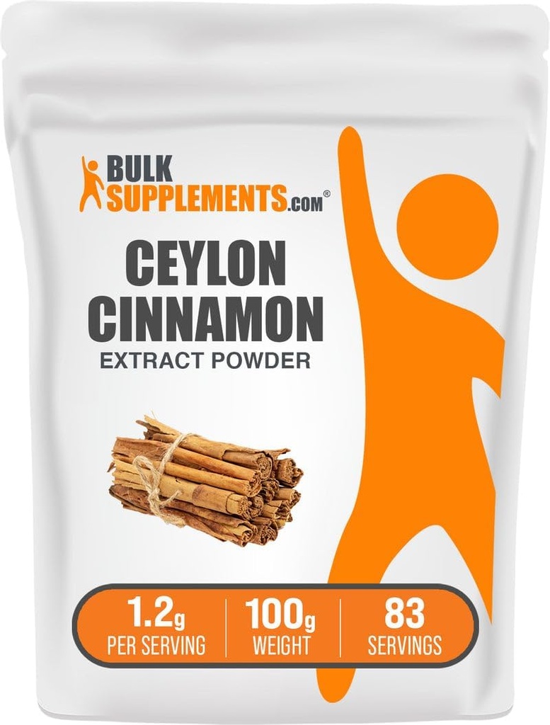 BulkSupplements.com Cinnamel Bark Extract Powder - Ceylon Cinnamon Supplement, Urte Supplement - Vegan & Gluten Free, 1,2 g per Serving, 100g (3,5 oz) (pakke med 1)