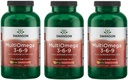 Swanson MultiOmega 3-6-9 - Non-GMO Hør Olie, Borage Oil, '&' Fish Oil Capsules - Essential Fedtsyrer Support Cardiovaskulær Sundhed '&' Brain Health - (220 Softgels, 2400mg Serving) 3 flasker