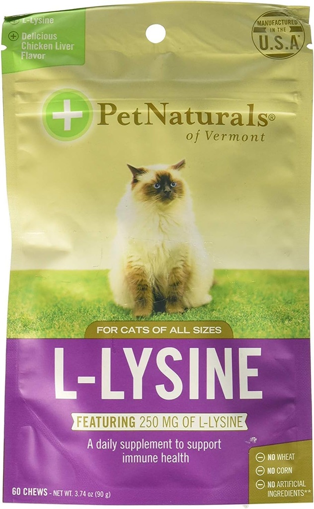 Pet Naturals of Vermont L- Lysin 60 Fun- Shaped Chews for Cats - 2 pack