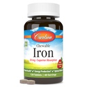 Carlson - Chewable Iron, 30 mg, Superior Absorption, Blood Health, Energy Production & Optimal Wellness, Chewable Iron Supplement for kvinder & mænd, Natural Strawberry Flavor, 120 tabletter