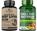 Grass Fed Decickated Beef Lever Capsules (180 piller, 750mg Hver) + hel mad Multivitamin til mænd - naturlige Multi Vitaminer, mineraler, Økologiske Ekstrakter Bundle