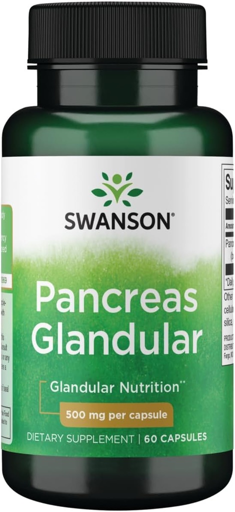 Swanson Raw Pancreas Glandular 500 Milligram 60 Kapsler