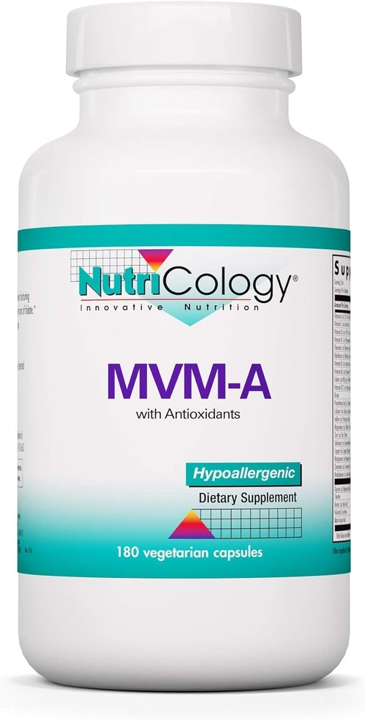 Nutricology MVM-A Supplement - Multivitamin for Men & Women, with Iron, Daily Vitamins, for Adults, High Potency, Bioavailable, Vegetarian Capsules - 180 Count