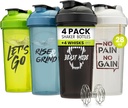 GOMOYO [4 Pack] 28oz Shaker Flaske med bevægelige Quotes Mea124; Shaker Cup med 4x Wire Mixer Mea124; Shaker for Protein Mixes Pack er BPA Free, Læk Bevis og Opvaskemaskine Safe