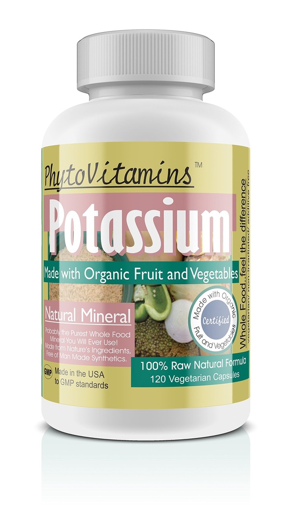 Økologisk Hel Food Kalium 120- Grev Vegetariske Kapsler af PhytoVitaminer