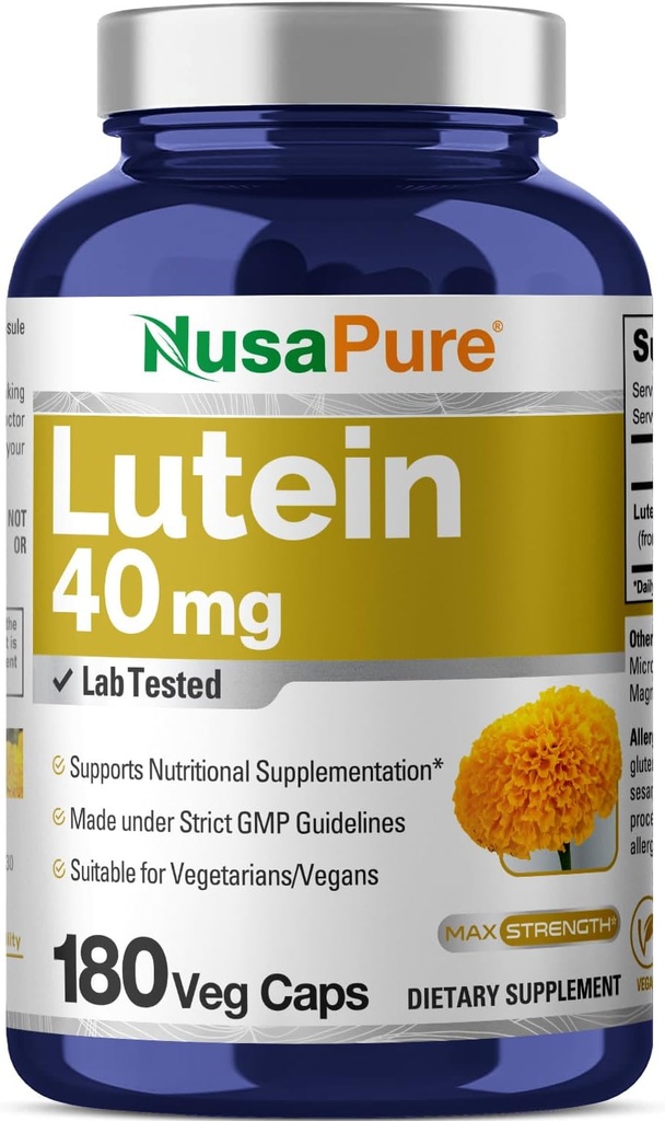 Nusaspure Lutein 40mg 180 Veggie kapsler (ikke- GMO, Vegan)