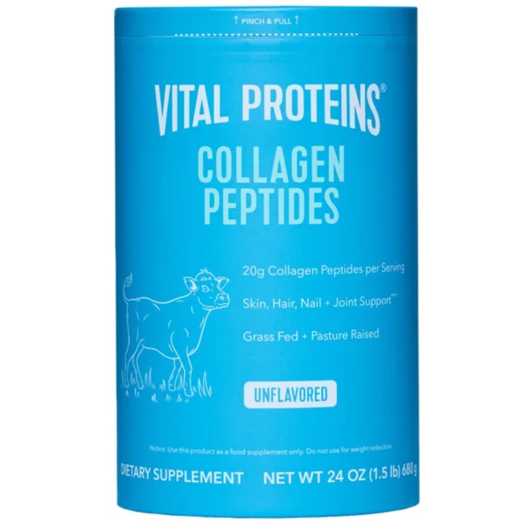 Vital Proteins Natural Whole Nutrition Collagen Peptider - Pasture Raised, Grass Fed, Paleo Friendly, Gluten Free, Single Ingredient - 24 Ounce