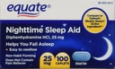 Equate Nighttime Sleep Aid 25 mg, 00 Mini- Caplets, 100 Count
