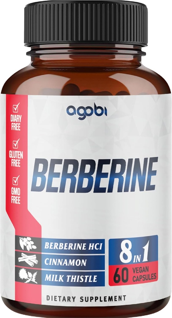 Berberine tillæg med Ceylon, Milk Thistle, Gurkemeje, Elderberry & mere - Support Immun, Kardiovaskulær & Gastrointestinal - 60 tællinger til 2 måneder