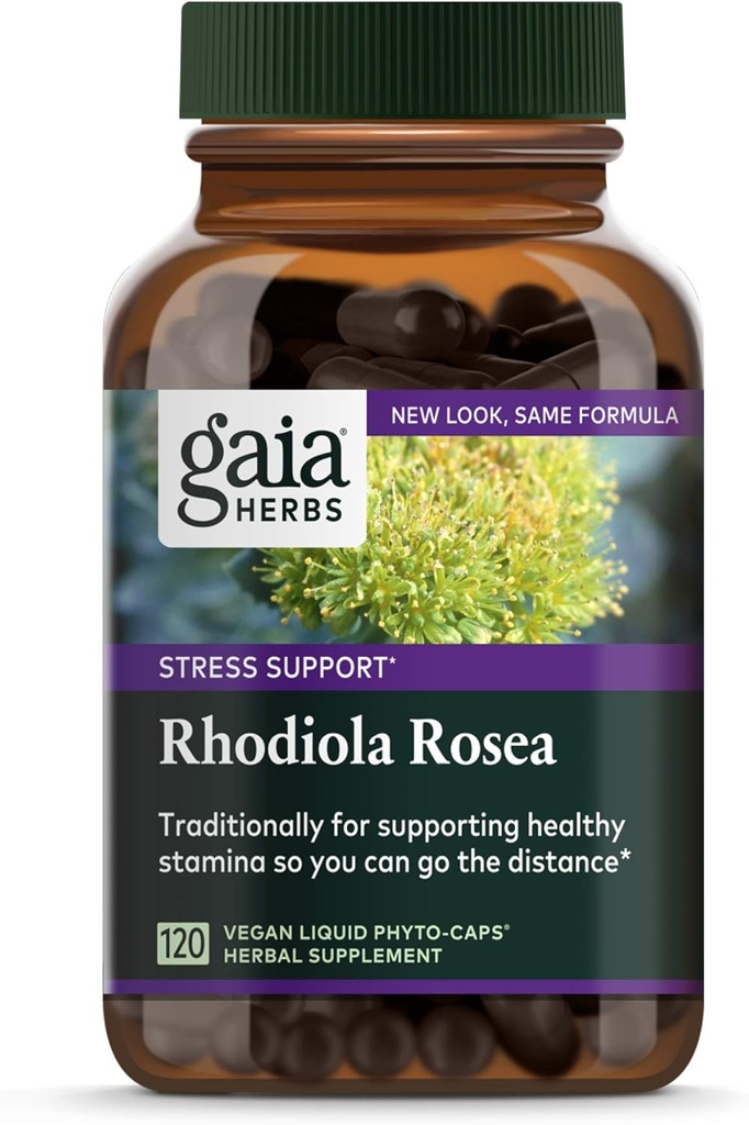 Gaia urter, Rhodiola Rosea Vegan flydende Phyto kapsler - Stress Support, Adaptogen Herb, 120- Greve (pakke med 1)
