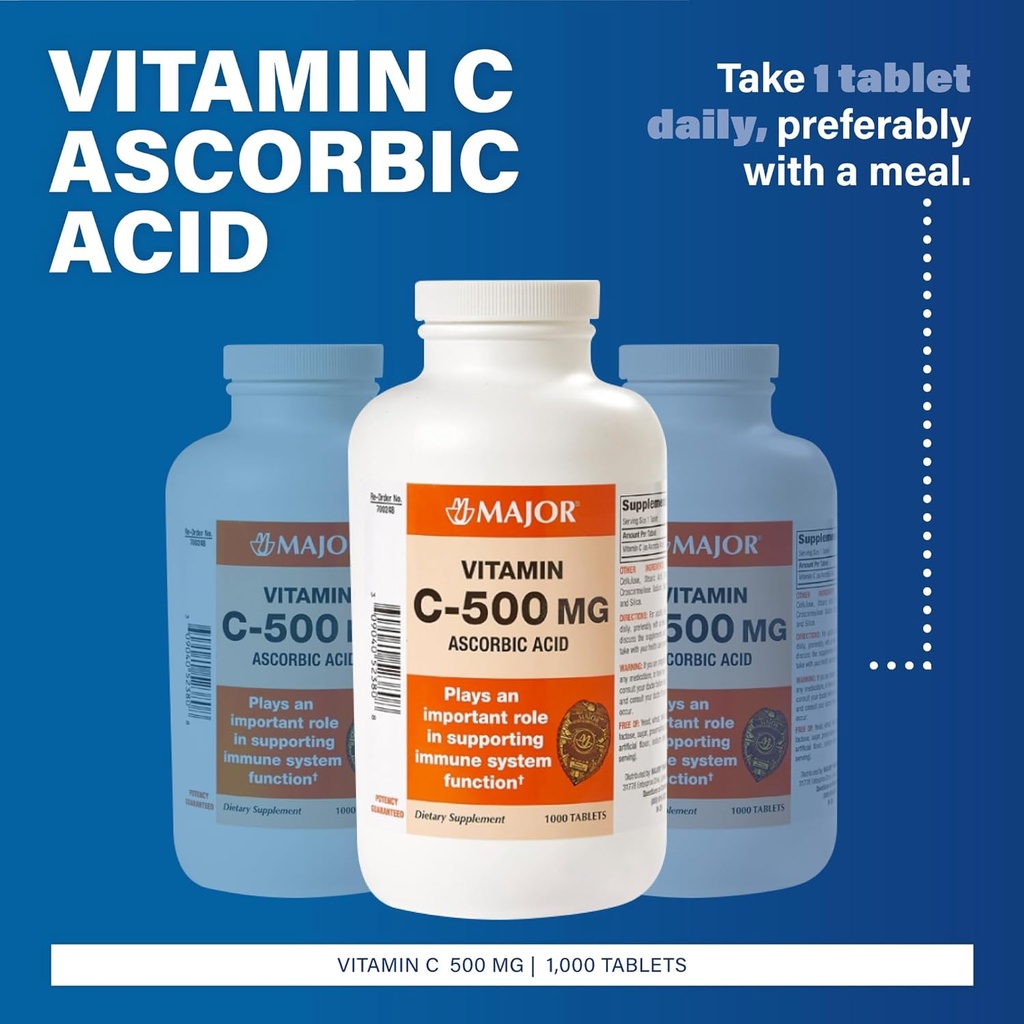 Major vitamin C- 500 mg ascorbinsyre - vitamin C tabletter - kosttilskud - 1000 Tabletter
