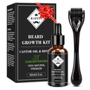 RafFIN Beard Growth Kit, Opgraderet Beard Growth Oil (2Oz) w / Maksimum Thickening Biotin & Castor Oil for Spot / Patchy Beard, Opnå Fuller, Thicker & Healthier Leards, Gaver til ham Kæreste Mand far