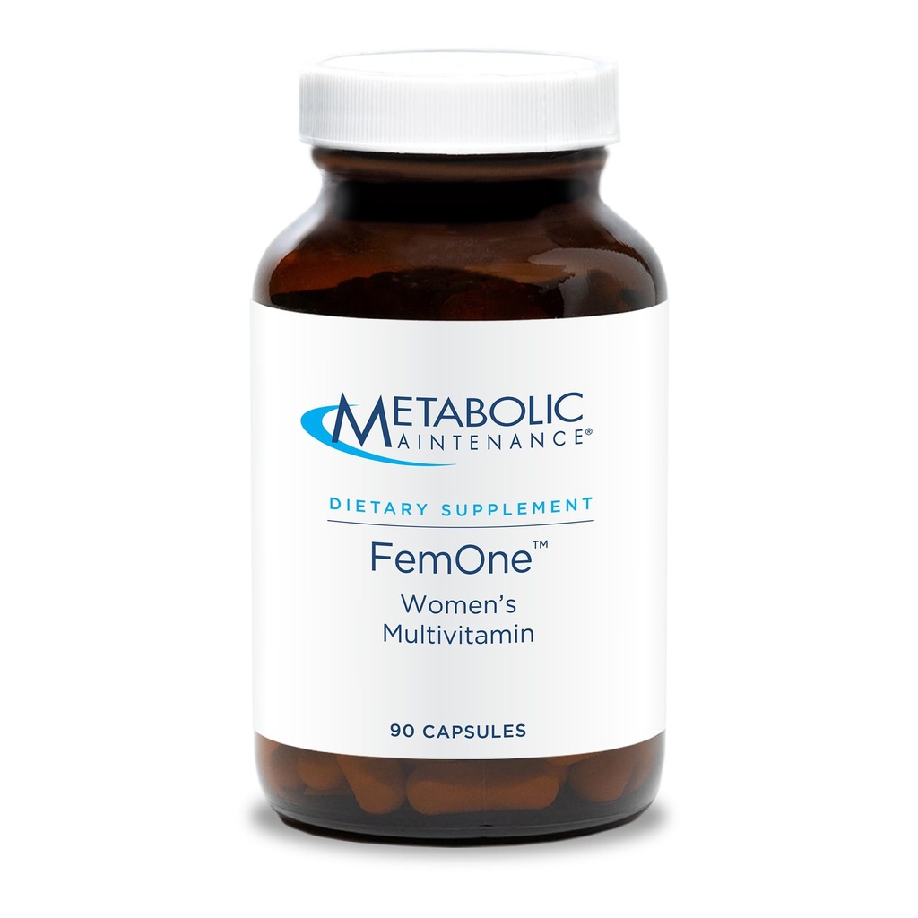 Metabolisk vedligeholdelse Femone - kvinders multivitamin med biotilgængelig jern, aktiv folat, B12, antioxidanter, D-vitamin + biotin, støtte til reproduktiv + immunforsvar (90 kapsler)