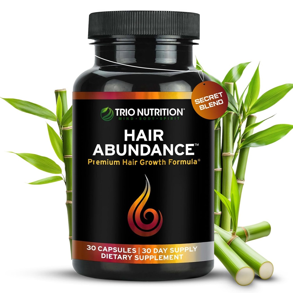 TRIO NUTRITION Hår Abundans • 124; naturlige vitamin supplement til hårvækst, stærke negle og glat hud • 124; boostet med kollagen, Keratin, Zink & Selenium • 124; biotin 10000mcg • 124; 30 dages forsyning