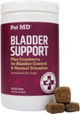 Pet MD Brege Support Plus Cranberry for Dogs - Support Brege Control & Urinary Tract Health - Hjælp Relieve Dog UTI & Inkontinens - Wild Yam Root & Cranberry Blogen Bides for Dogs - 60 ct