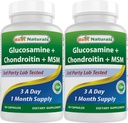 Bedste Naturals, Glucosamin Chondroitin MSM Kosttilskud, 2600 mg per servering, 90 kapsler (90 greve (pakke med 2))