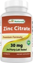 Bedste Naturals Zink 30mg Kosttilskud (som Zink Citrate) - zink Vitamin til voksne immunforsvar - 120 tabletter (120 Tæl (pakke med 1))