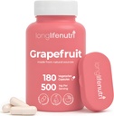 Grapefrugt frø ekstrakt 500mg - afledt af Citrus Paradisis, 180 Vegetariske Kapsler, Organic Naringin Supplement for Daily Energy & Balance, 6 - Måned Supply, GMP Certified, Made in USA