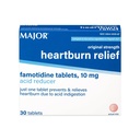 MAJOR Original Strength Heartburn Relief - Famotidine Tablets, 10 mg - Acid Reducer - 30 tabletter (1- Pack)
