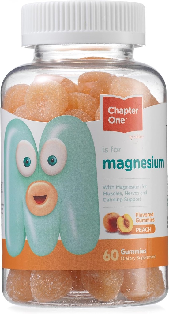 Kapitel 1 Magnesium gummier, Great Tasting Magnesium for børn, for kvinder og mænd, Certified Kosher (Peach)