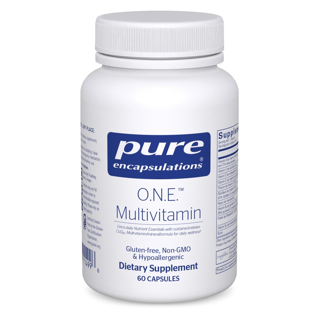 Ren indkapsling O.N.E. Multivitamin - En gang daglig Multivitamin med antioxidant Complex Metafolin, CoQ10, og Lutein til støtte Vision, Kognitiv funktion, og cellulær sundhed * - 60 kapsler