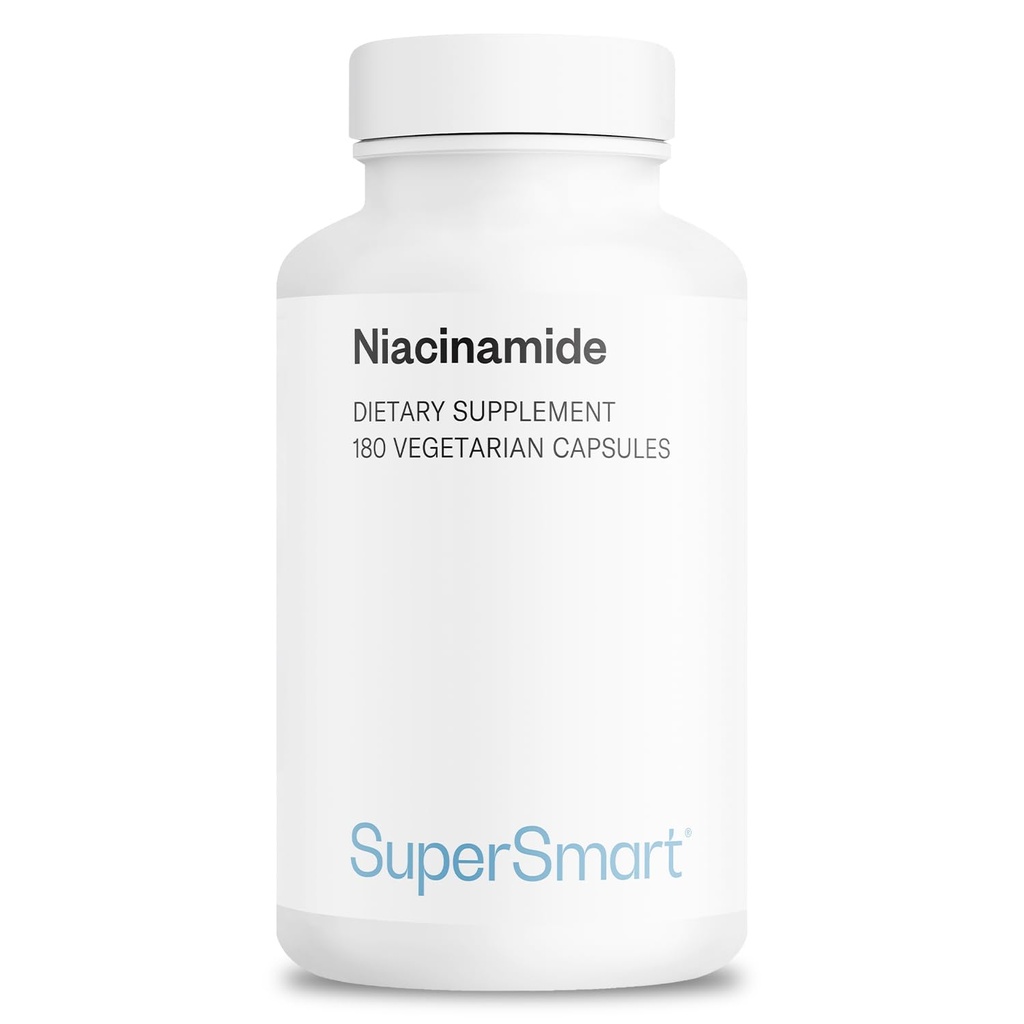 Supersmart - Niacinamid Supplement 2000mg per dag (Nicotinamid) - Flush Free Vitamin B3 Niacin - 124; Non- GMO & Gluten Free - 180 Vegetariske kapsler