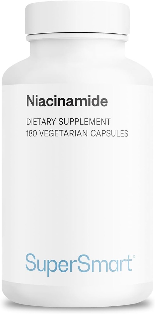 Supersmart - Niacinamid Supplement 2000mg per dag (Nicotinamid) - Flush Free Vitamin B3 Niacin - 124; Non- GMO & Gluten Free - 180 Vegetariske kapsler