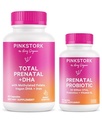 Pink Stork Prenatal Vitamin Duo: Prenatal Vitamin og Probiotika til Gravide Kvinder -Morgen Sygdom og Føtal Development Support med DHA, Folate, Vitamin B6, og mere - 2 Produkter, 90 Kapsler