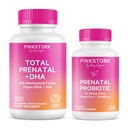 Pink Stork Prenatal Vitamin Duo: Prenatal Vitamin og Probiotika til Gravide Kvinder -Morgen Sygdom og Føtal Development Support med DHA, Folate, Vitamin B6, og mere - 2 Produkter, 90 Kapsler