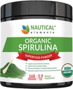 Premium USDA Organic Spirulina Powder - Organic Spirulina of Blue Green Algaes fra Californien & Hawaii - 100% Vegetar & Vegan, Non- GMO, Non- bestrålet - Den bedste grønne superfood til smoothies!