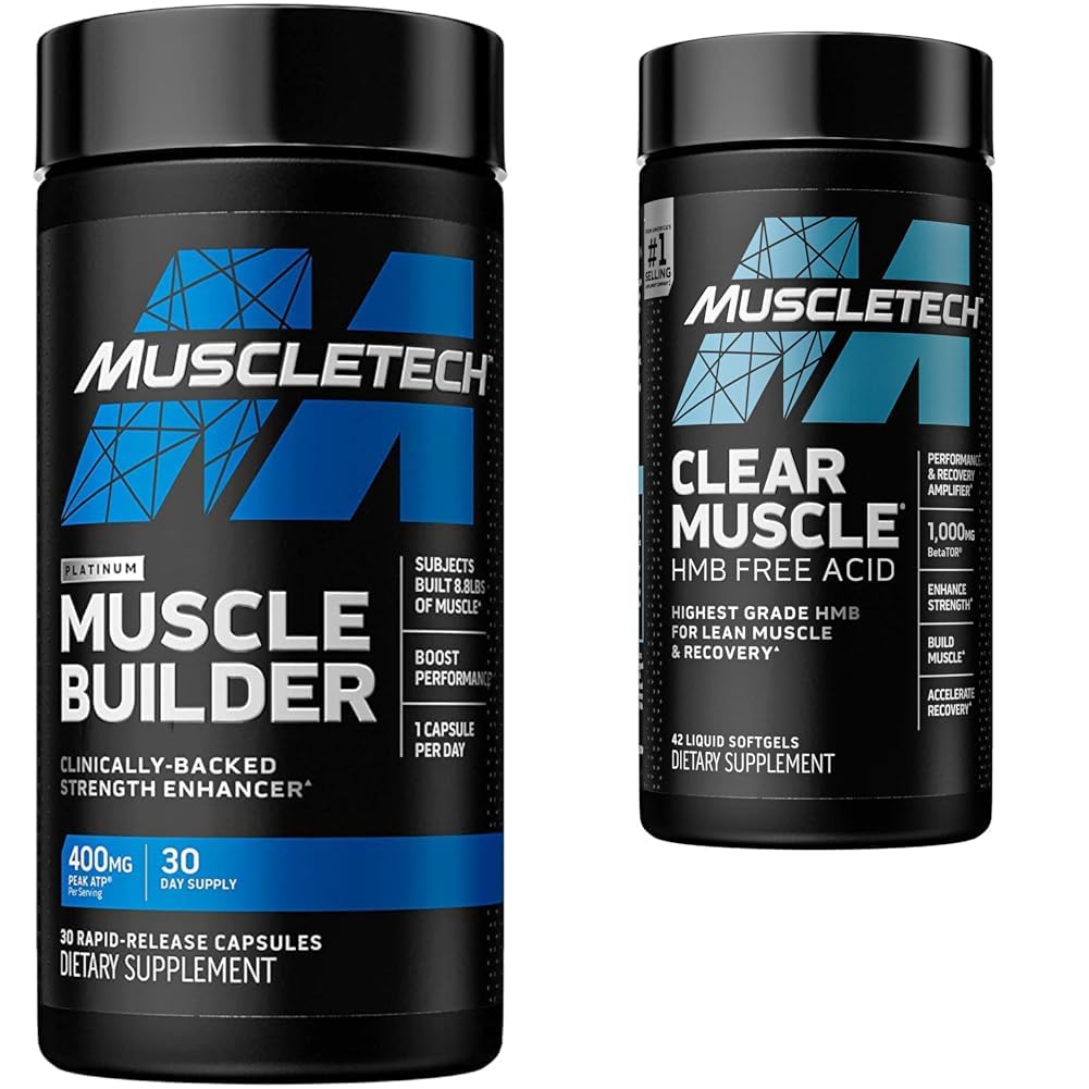 MuscleTech Muscle Builder med Peak ATP og Clear Muscle med HMB, Muscle Building Kosttilskud til mænd og kvinder, 30 + 42 Tæl