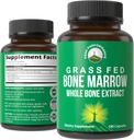 Peak Performance Grass Fed Bone Marrow - Whole Bone Extract Supplement 180 Capsules Superfood Pills Rich in Collagen, Vitaminer og Aminosyrer fra Bone Matrix, Marrow, Cartiage. Ancestral tabletter