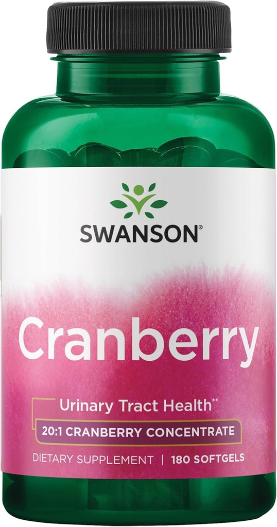 Swanson Cranberry - Understøtter Urinary Tract Health, Bstige Control, og fremmer sund Nyrefunktion - Supplement Lavet med 20: 1 Juice Koncentrat - (180 Softgels)