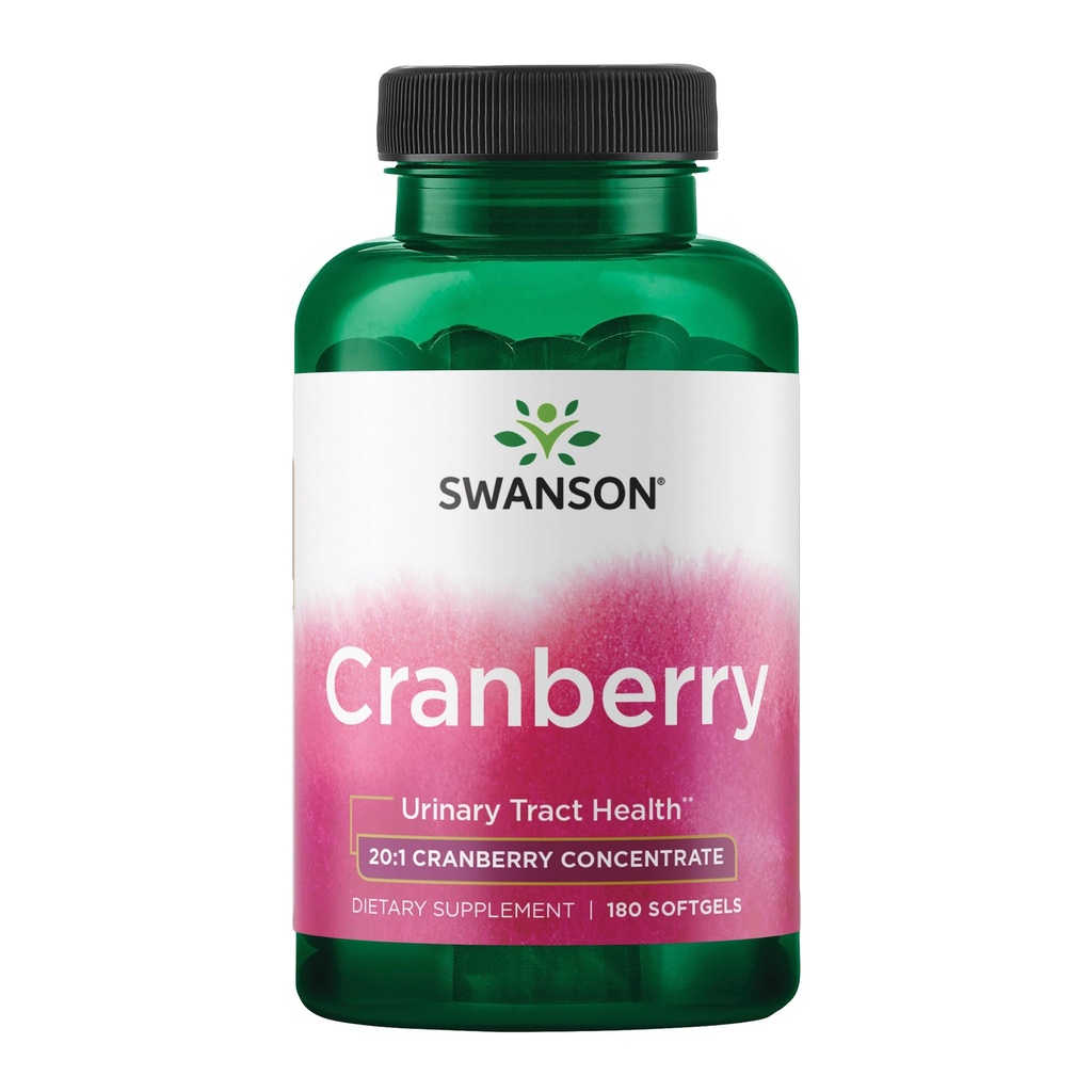 Swanson Cranberry - Understøtter Urinary Tract Health, Bstige Control, og fremmer sund Nyrefunktion - Supplement Lavet med 20: 1 Juice Koncentrat - (180 Softgels)