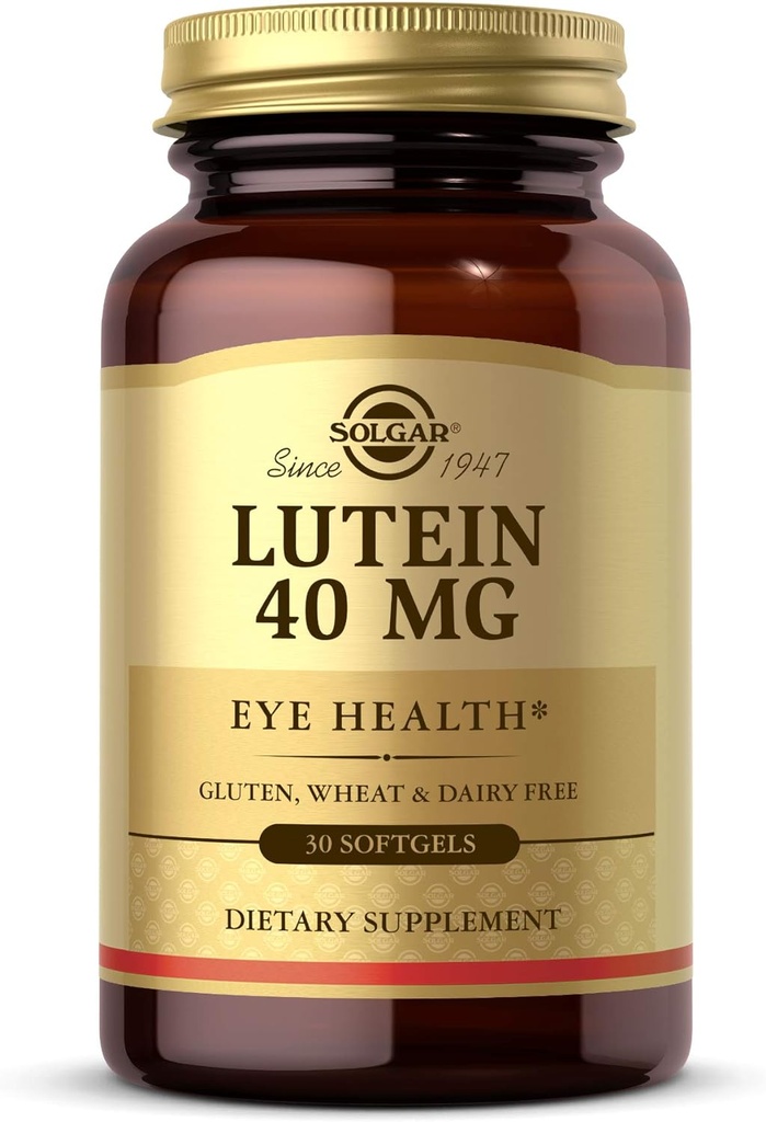 Solgar Lutein 40 mg, 30 Softgels - Understøtter Eye Health - Hjælper Filter Blue- Light - Indeholder FloraGLO Lutein - Gluten- Free, Dairy Free - 30 Servere