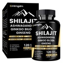 Shilajit kapsler - 20. 000 mg Pure Himalayan Organic Shilajit til mænd og kvinder med Ashwagandha, understøtter Vitality and Wellness, Premium Shilajit Pure Himalayan supplement, 120 kapsler