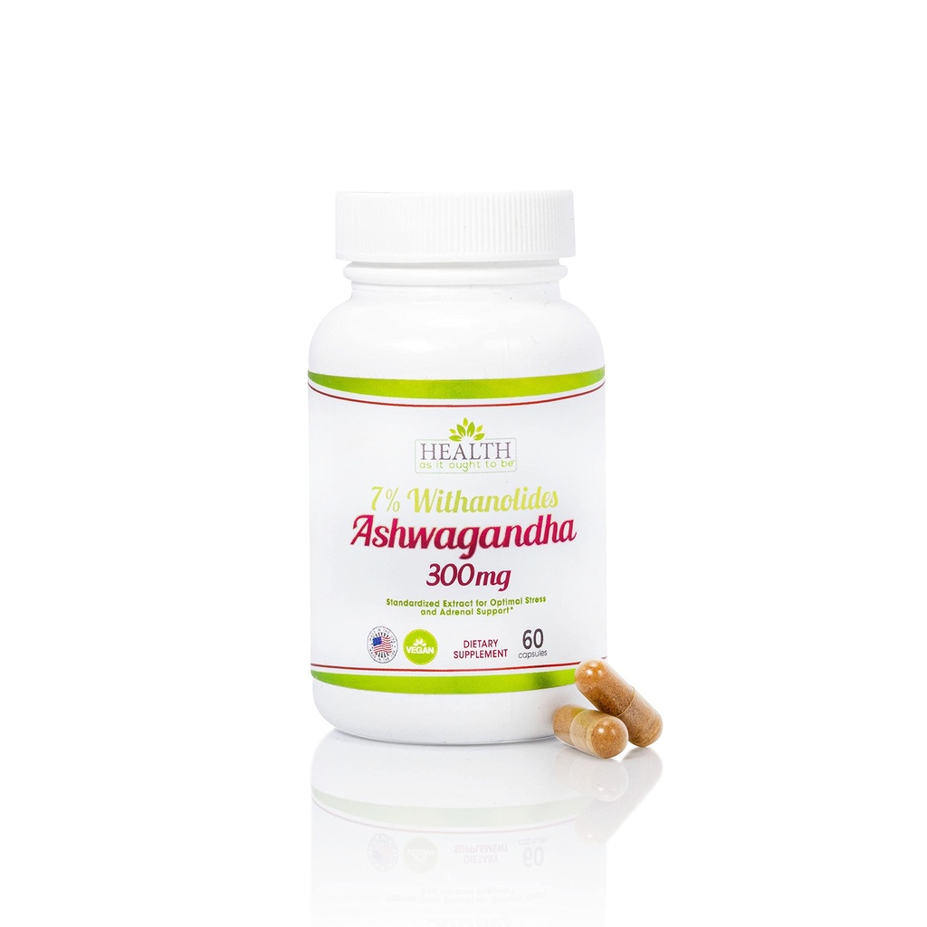 Sundhed som det forventes at være Ashwagandha 7% Phelanolides Supplement 124; Læge Formuleret • 124; 1 Cap Daglig Formel • 124; 60 Kapsler